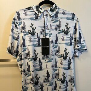 7 Diamonds 4-Way Stretch Men's 3 Button Polo Shirt Small Desert Cactus NWT